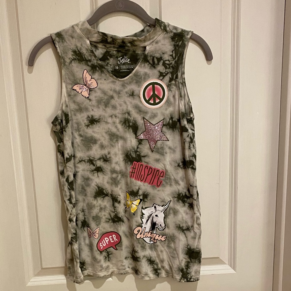 Justice Tank with neck cut out